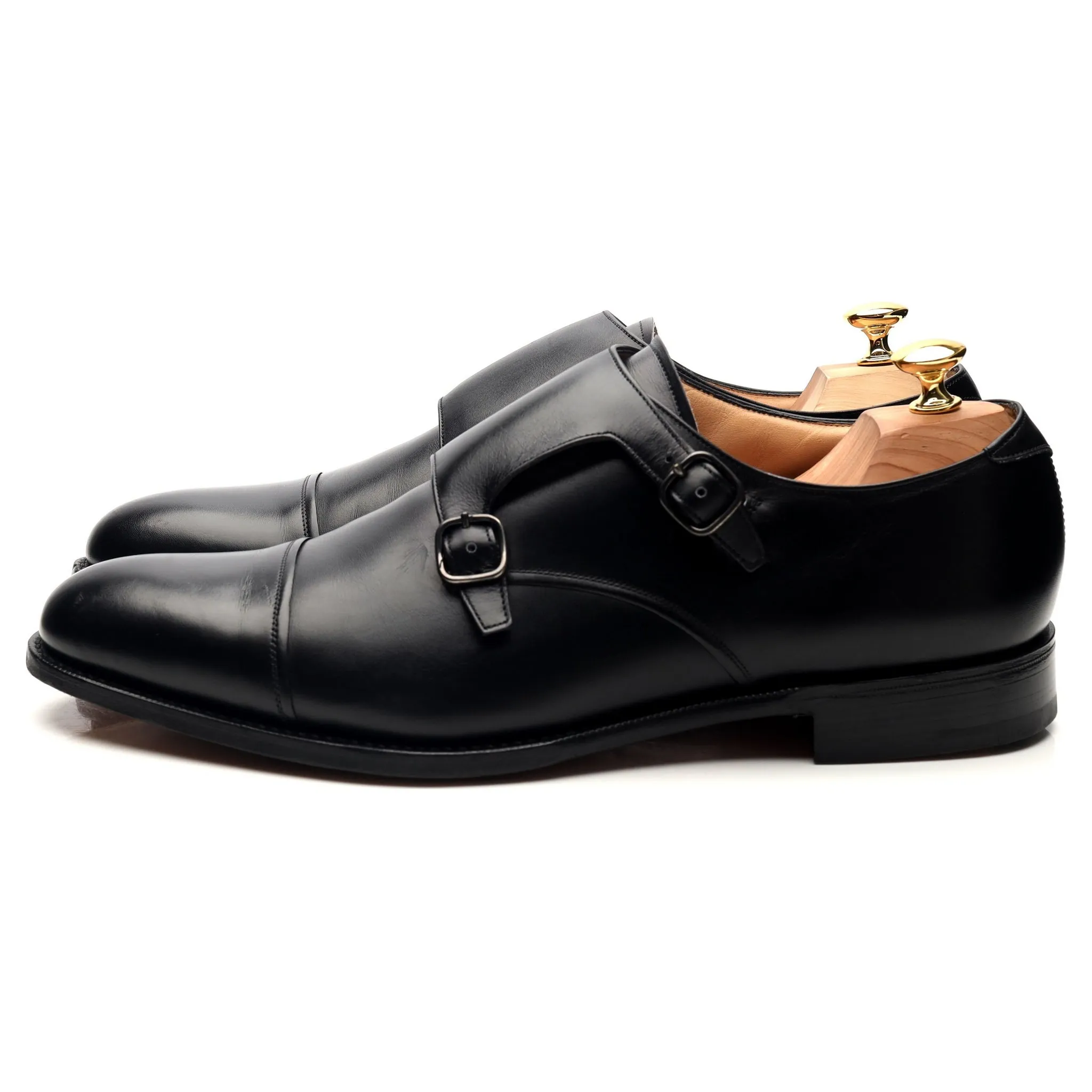 'Ledstone' Black Leather Double Monk Strap UK 11 G