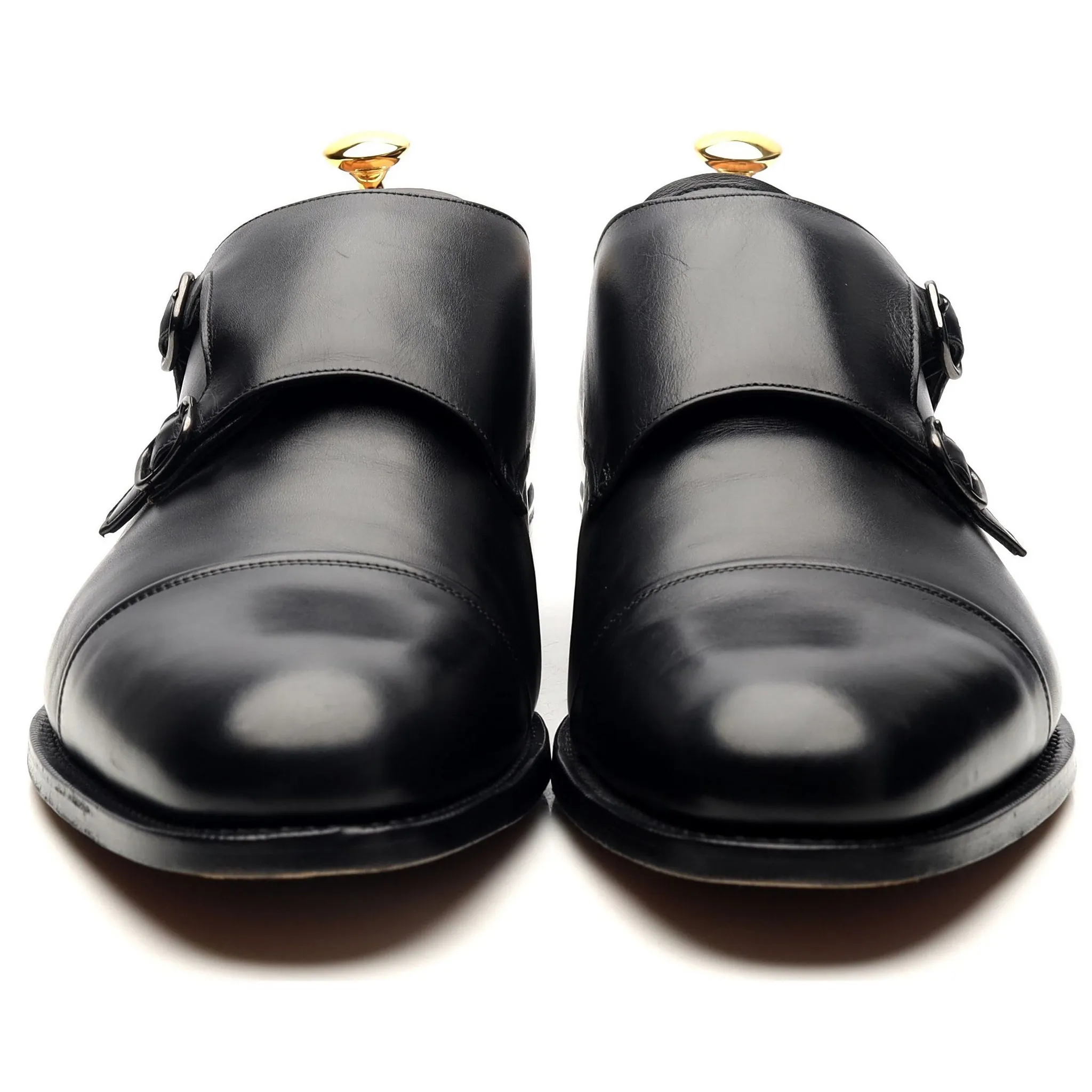 'Ledstone' Black Leather Double Monk Strap UK 11 G
