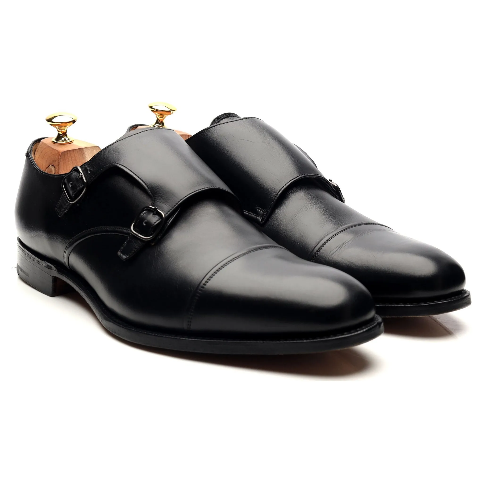 'Ledstone' Black Leather Double Monk Strap UK 11 G