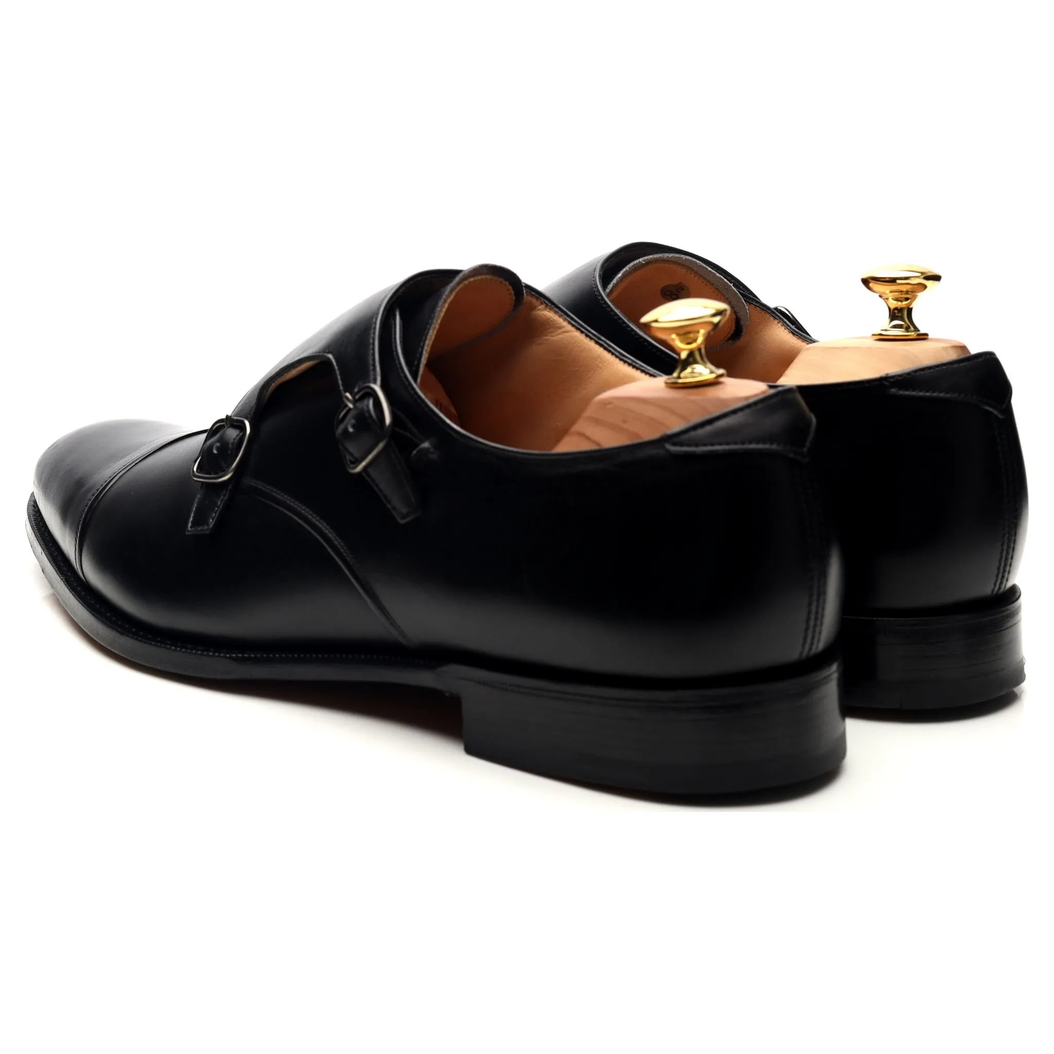 'Ledstone' Black Leather Double Monk Strap UK 11 G