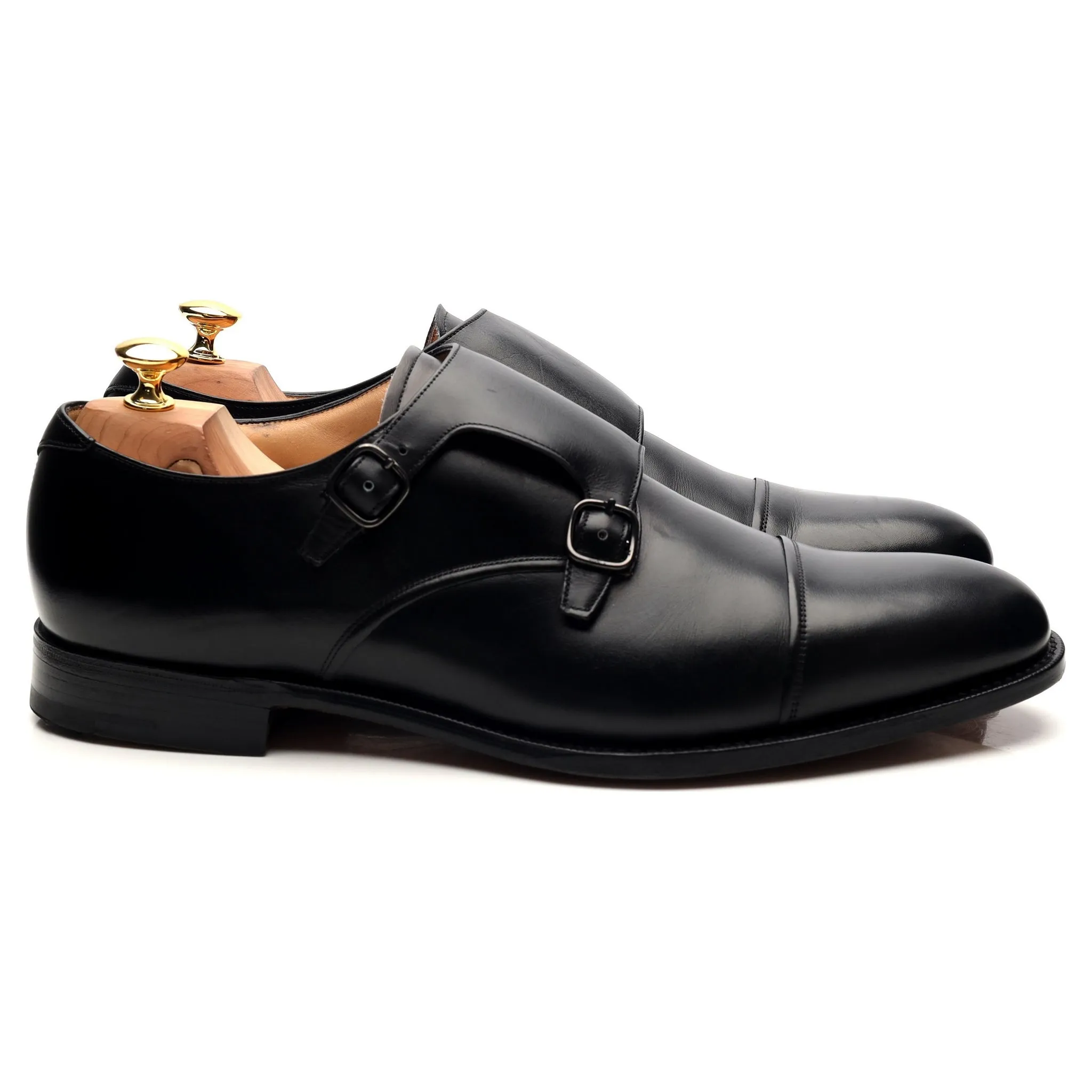 'Ledstone' Black Leather Double Monk Strap UK 11 G