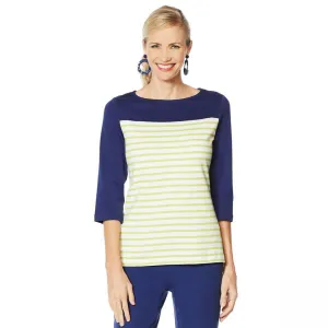 Lemon Way Women's Perfect Pima Striped Boat Neck Top