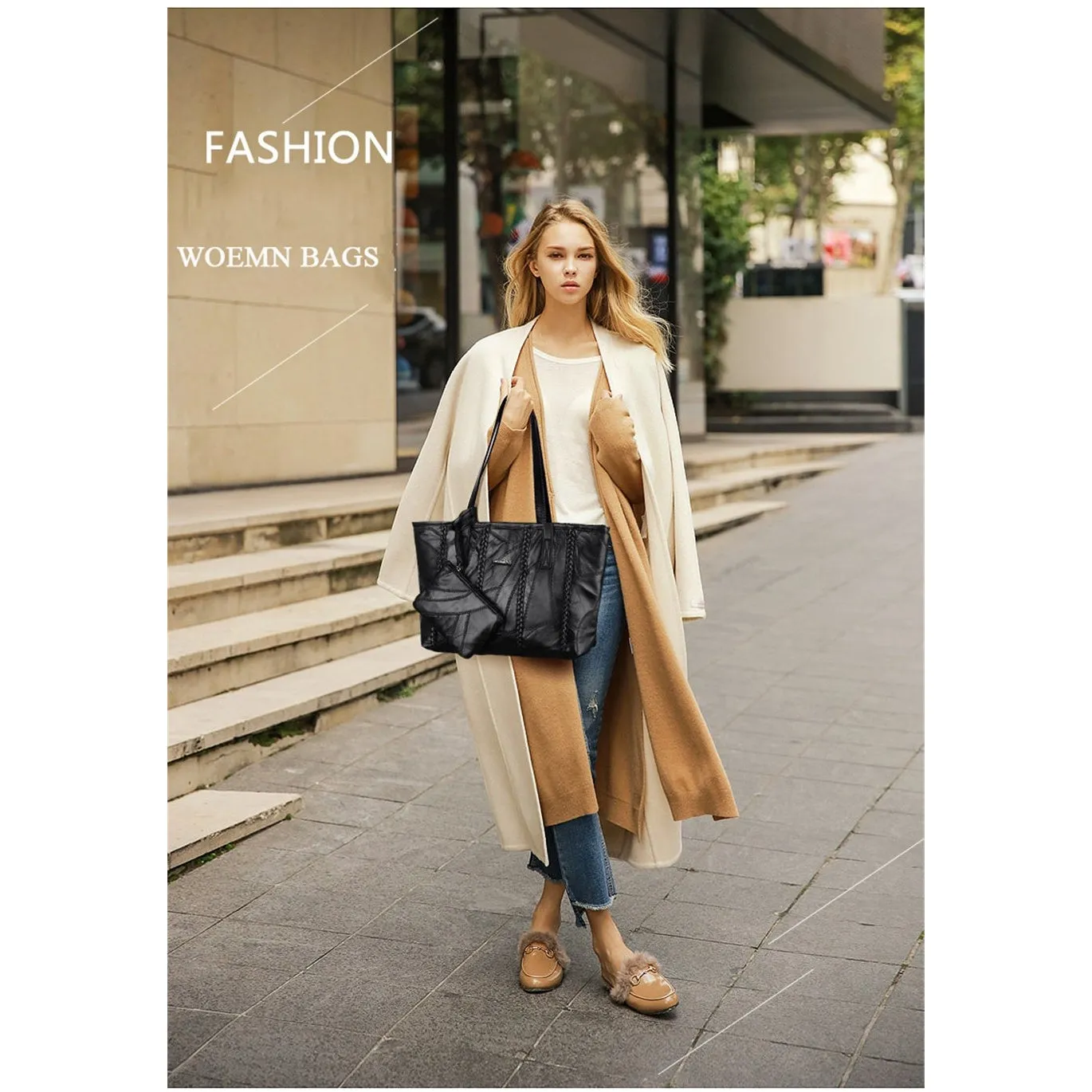 <bold>Tote / Crossbody Bag <br>Genuine-Leather