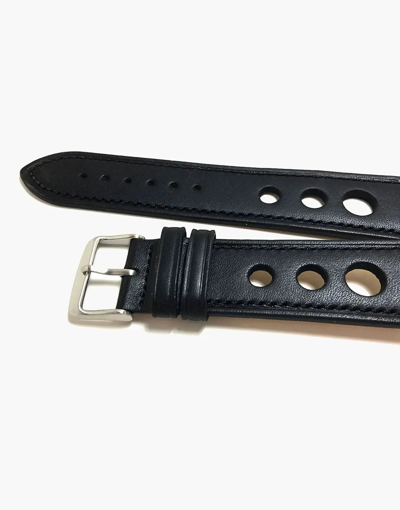 LUX Grand Prix Rally  Calf Leather Strap Black with Black Stitching