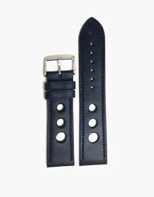 LUX Grand Prix Rally Calf Leather Strap Blue Navy with Blue Navy Stitching