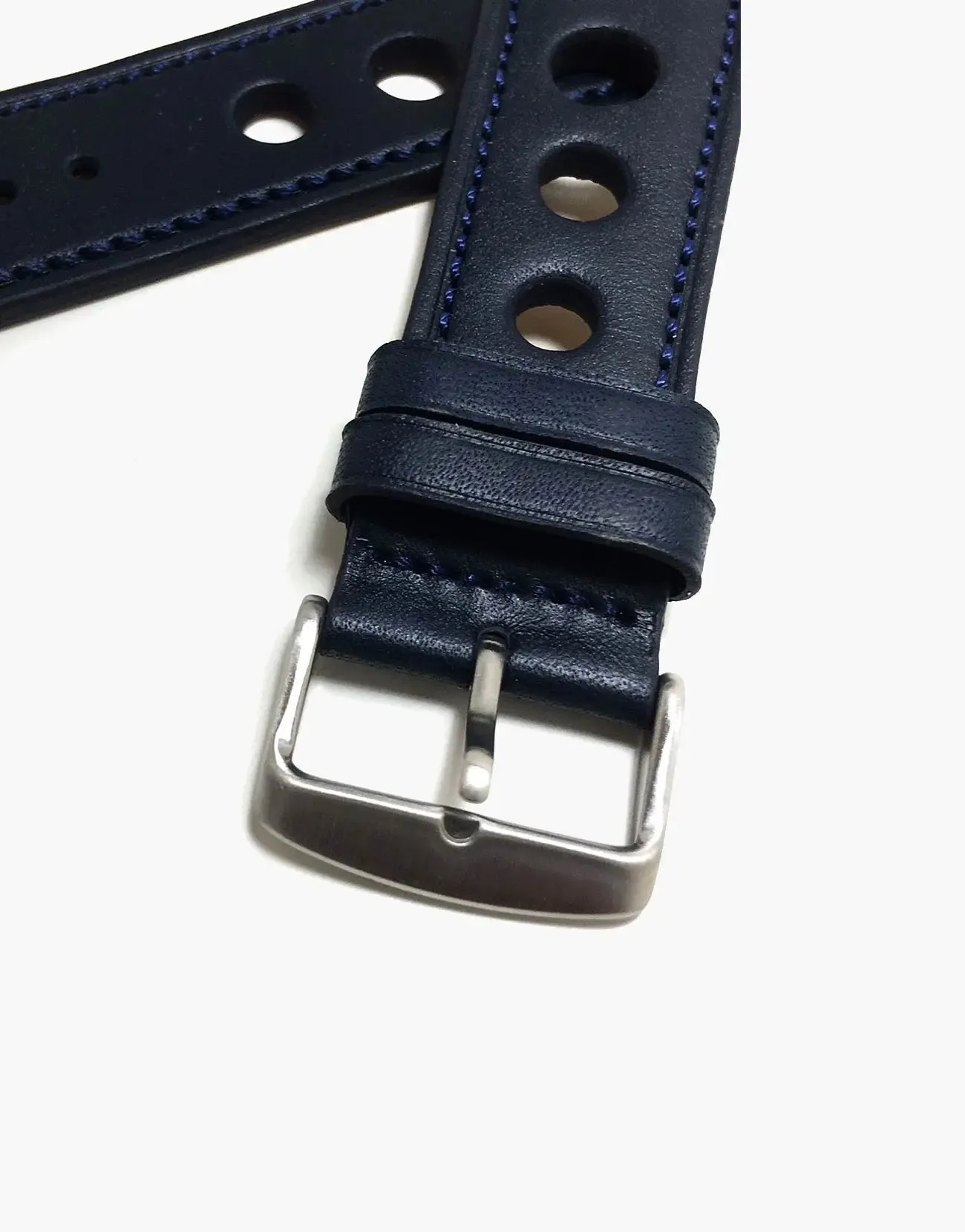 LUX Grand Prix Rally Calf Leather Strap Blue Navy with Blue Navy Stitching
