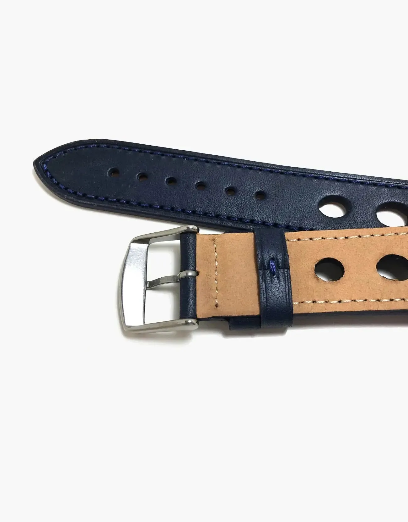 LUX Grand Prix Rally Calf Leather Strap Blue Navy with Blue Navy Stitching