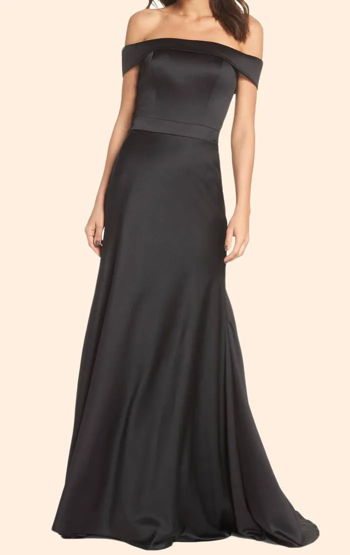 MACloth Sheath Off the Shoulder Long Prom Dress Satin Burgundy Formal Evening Gown