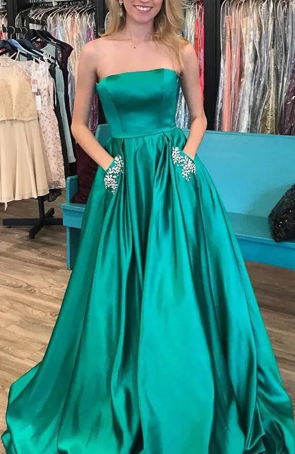 MACloth Strapless Ball Gown Long Prom Dress Champagne Formal Evening Gown