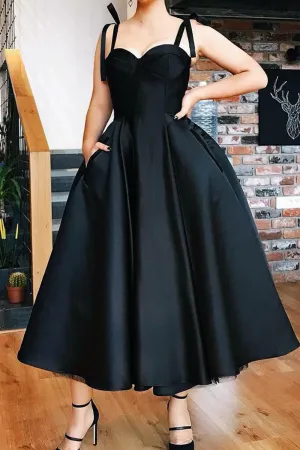 MACloth Straps Sweetheart Midi Prom Homecoming Dress Red Formal Evening Gown
