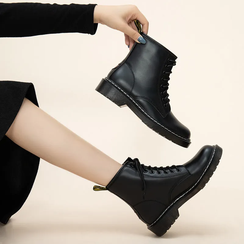 Martin Boots Female Autumn and Winter British Women's Shoes Flat Boots In The Locomotive Boots Classic Boots Students