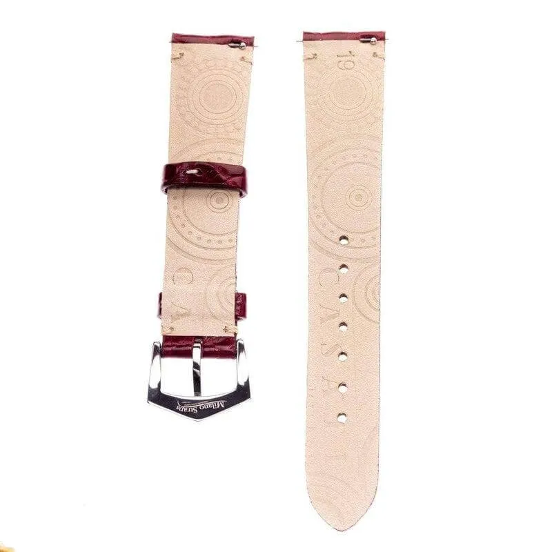 Matt Burgundy Alligator Minimal Stitches Watch Strap