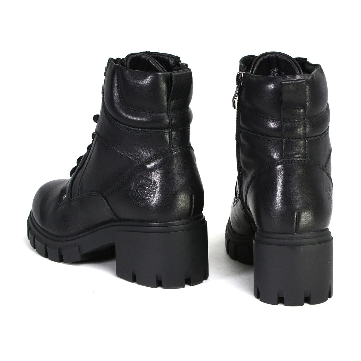 MBL9447 Women's ‘Garter’ Black Leather Lace to Toe Motorcycle Boots