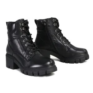 MBL9447 Women's ‘Garter’ Black Leather Lace to Toe Motorcycle Boots