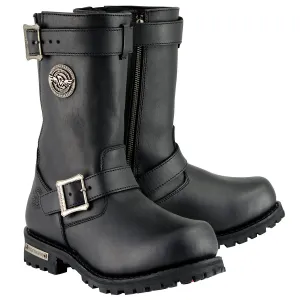 MBM9020 Men's Black 'Wide-Width' 11-Inch Classic Engineer Motorcycle Leather Boots