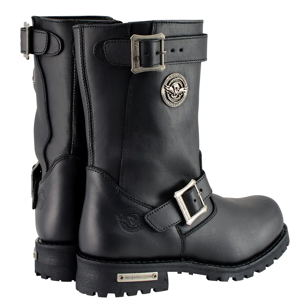 MBM9020 Men's Black 'Wide-Width' 11-Inch Classic Engineer Motorcycle Leather Boots