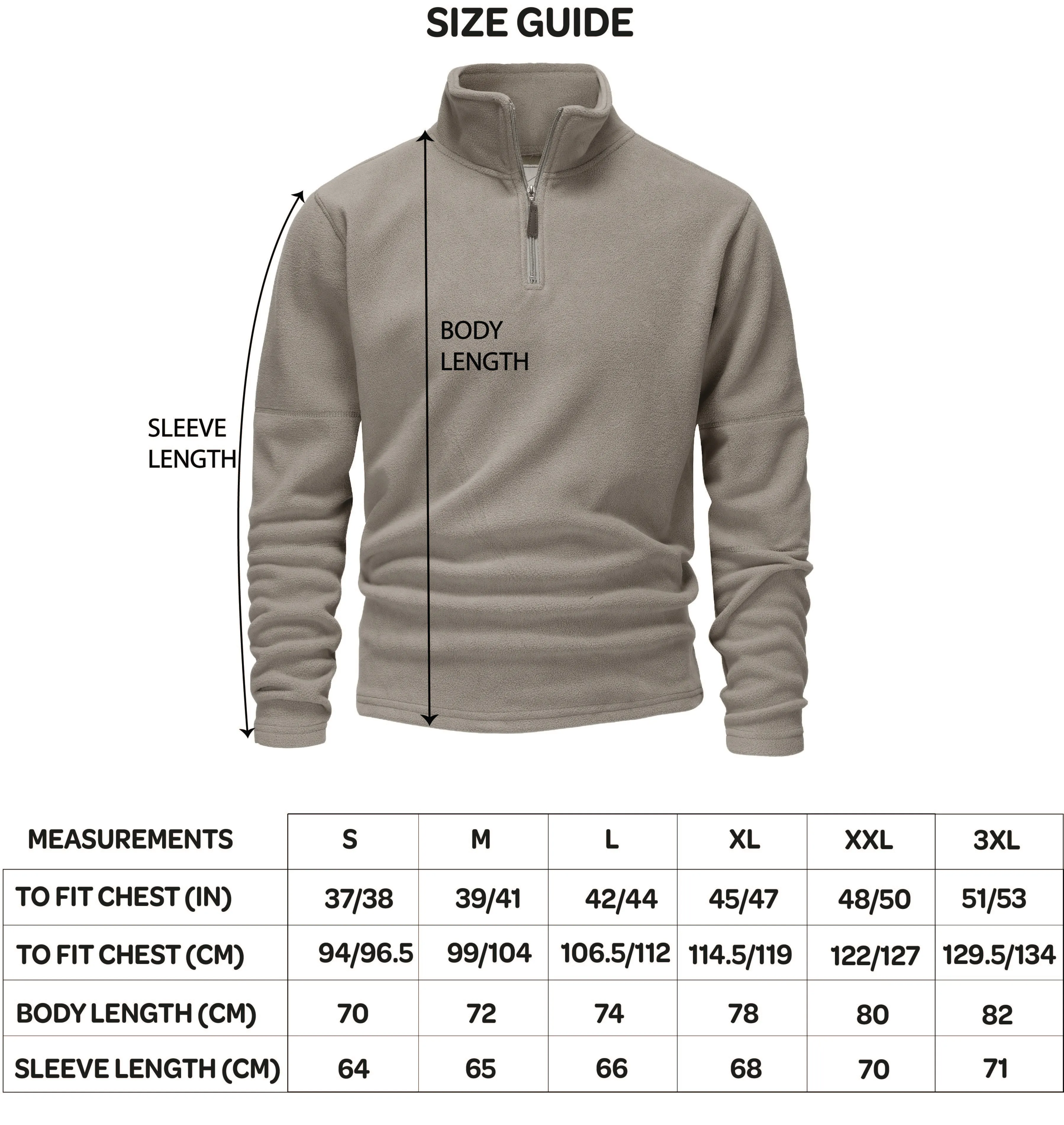 Mens 1/4 Zip Fleece Jumper - Khaki