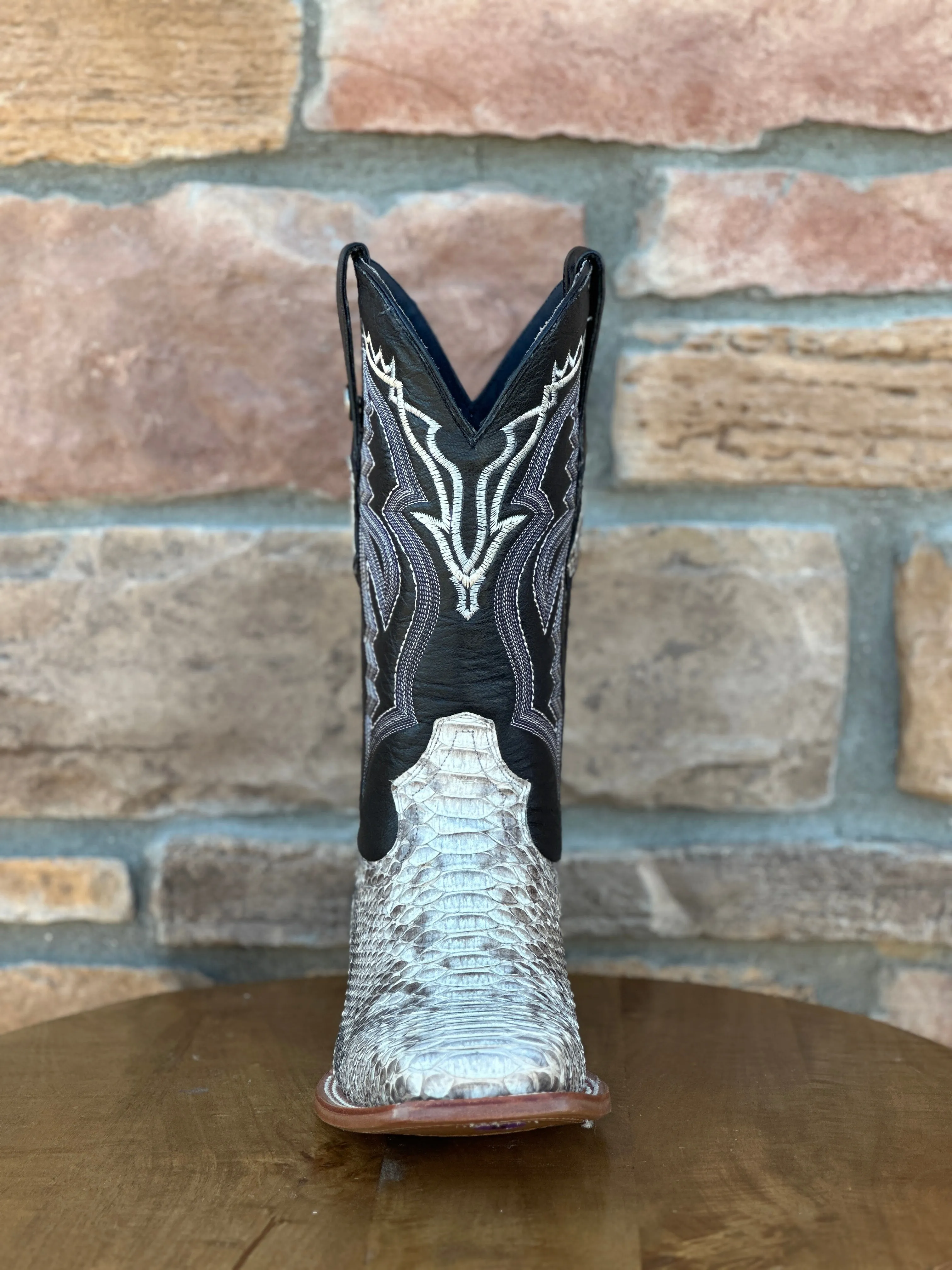 Men's Tanner Mark Genuine Python Natural Wide Square Boots