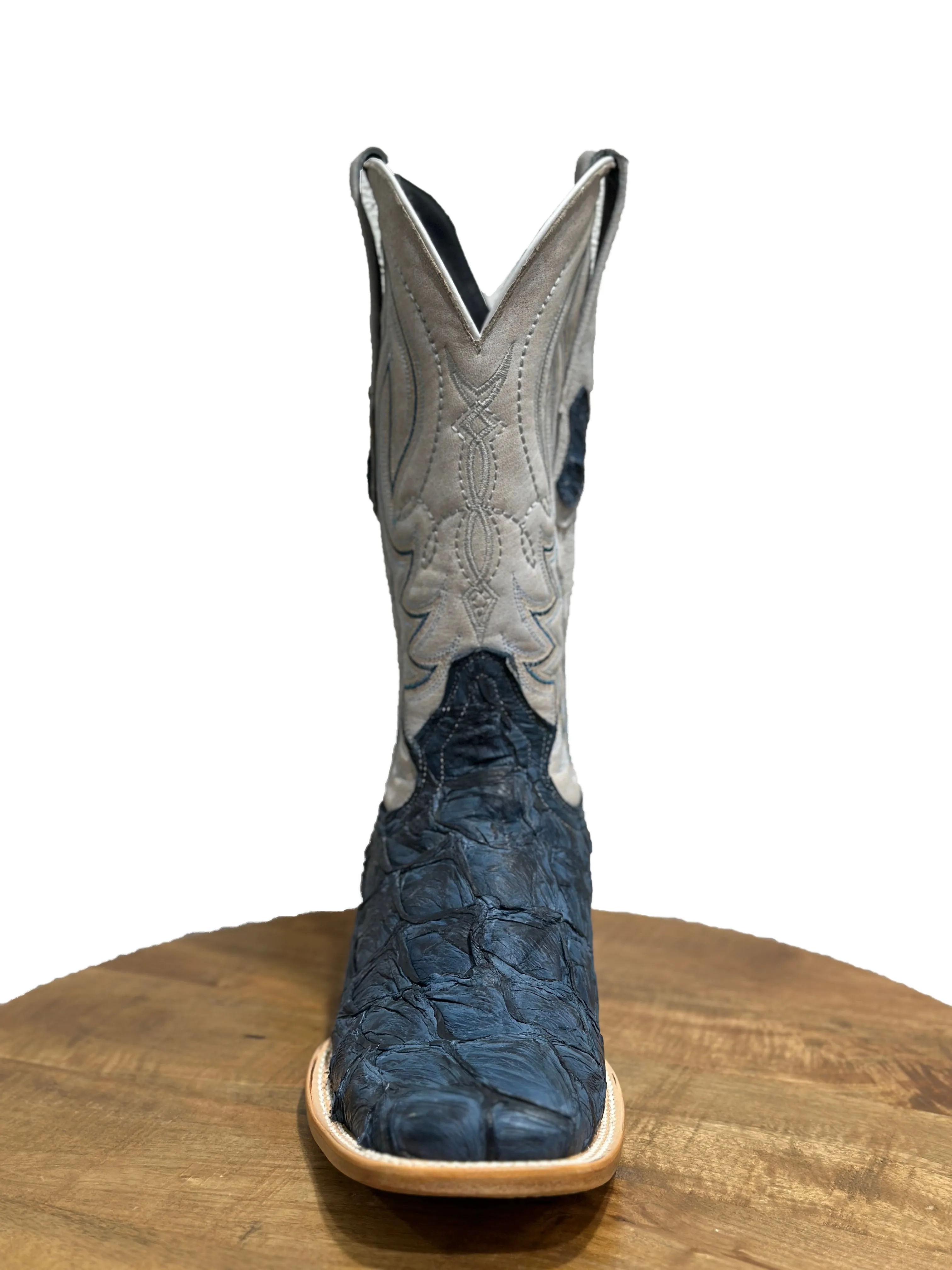 Men's Tanner Mark Monster Fish Sky Blue Wide Square Toe Boots