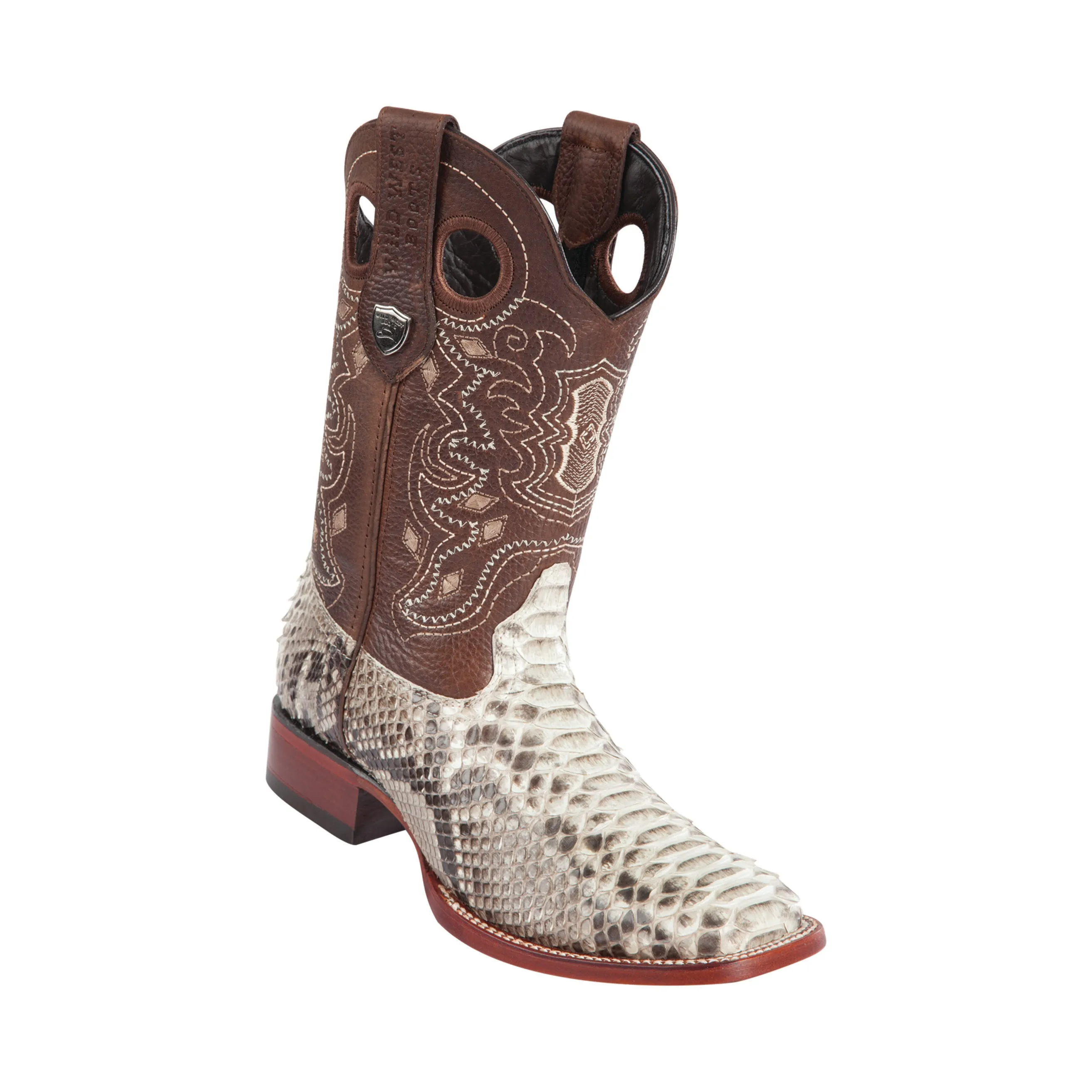 Men's Wild West Python Boots Wide Square Toe