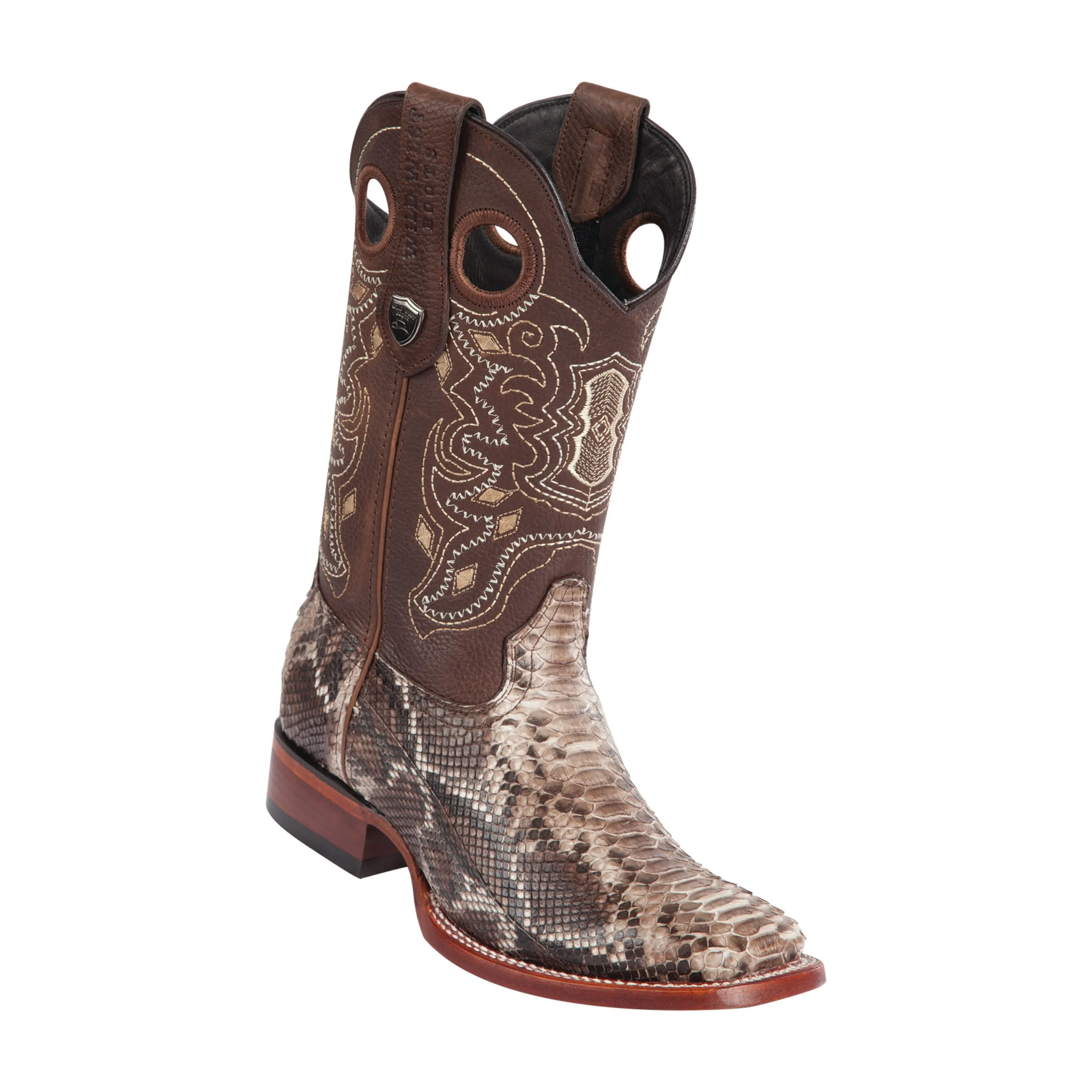 Men's Wild West Python Boots Wide Square Toe