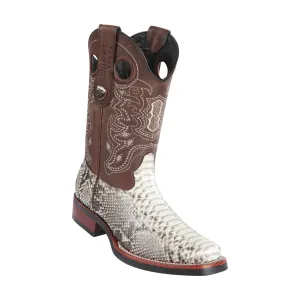 Men's Wild West Python With Rubber Sole Boots Square Toe