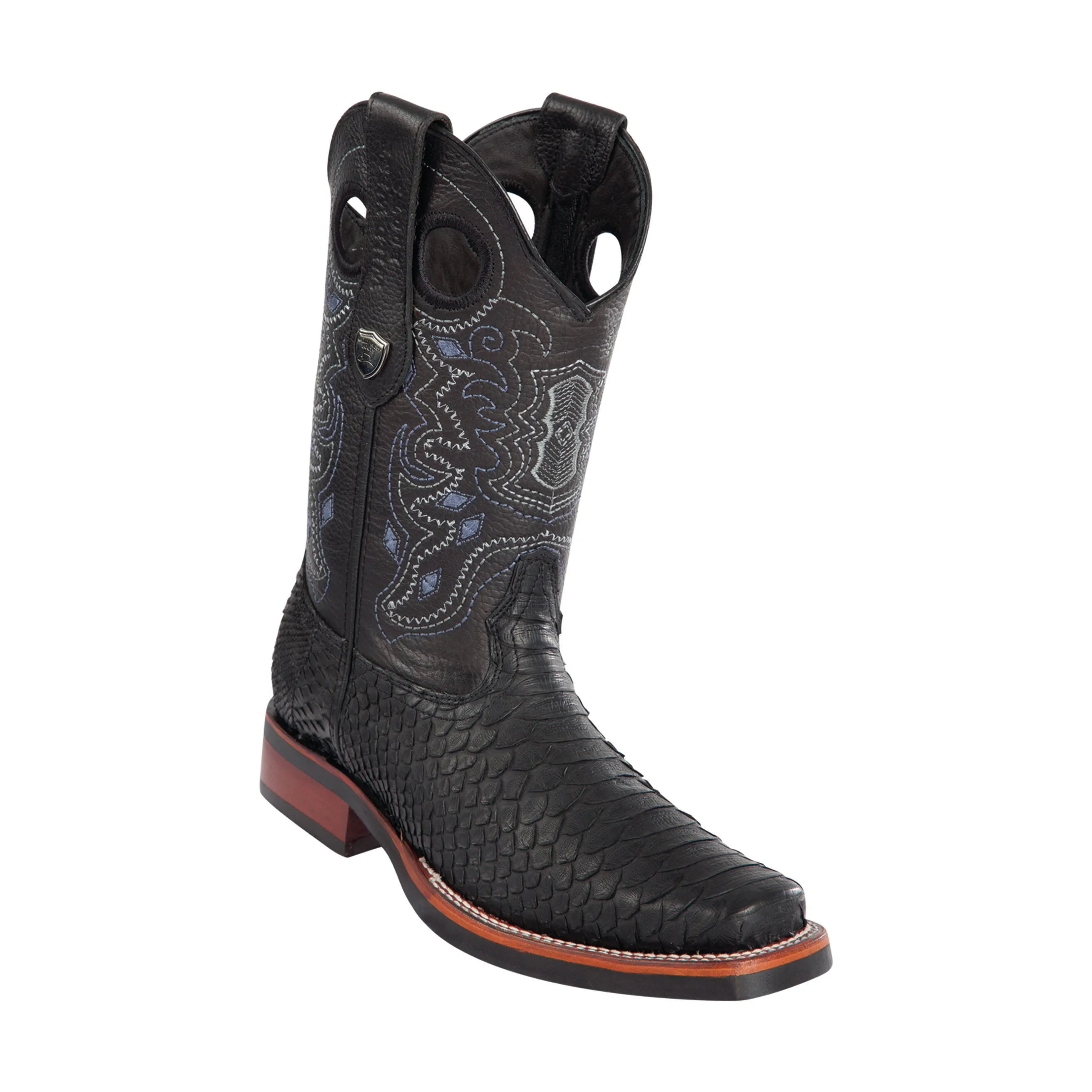 Men's Wild West Python With Rubber Sole Boots Square Toe