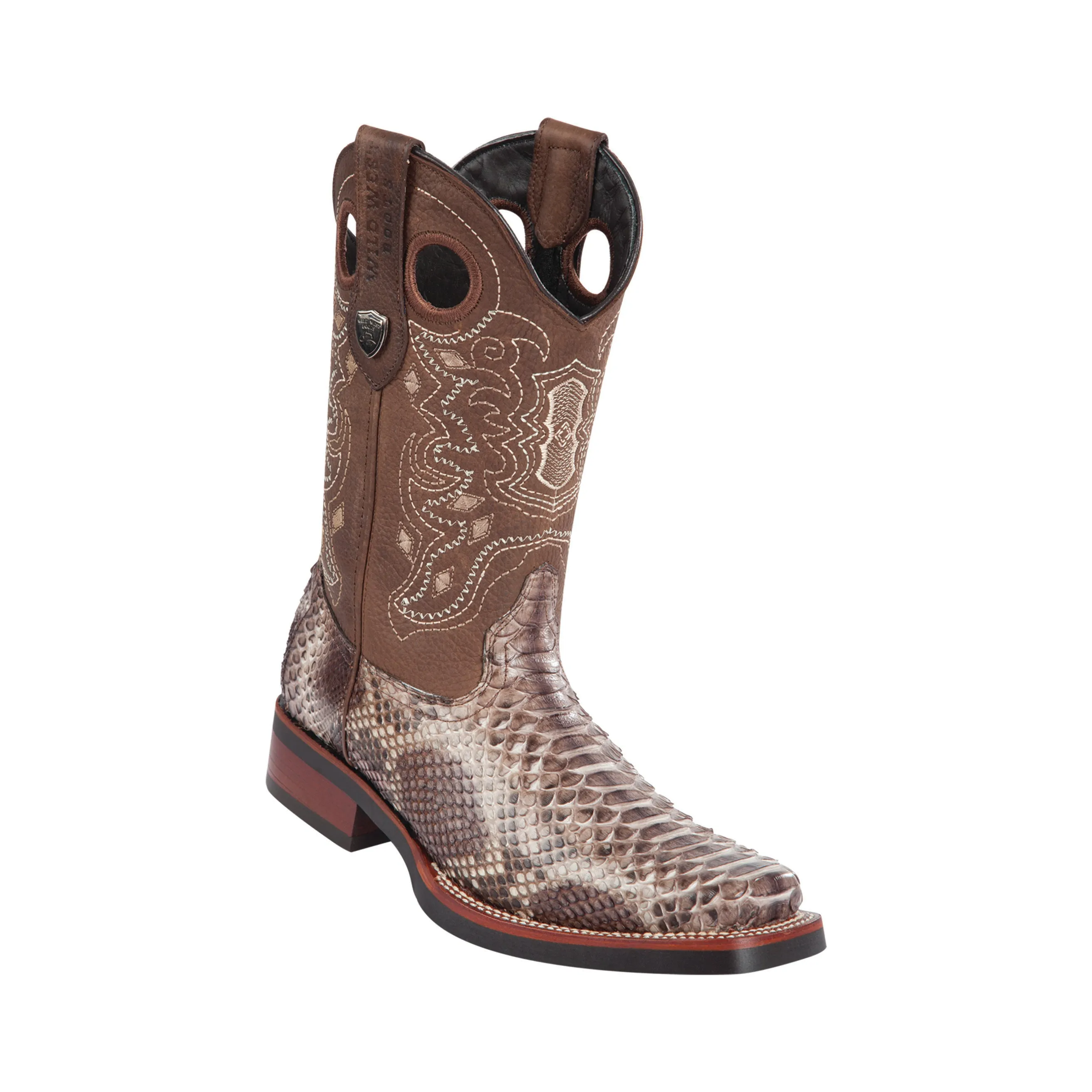 Men's Wild West Python With Rubber Sole Boots Square Toe