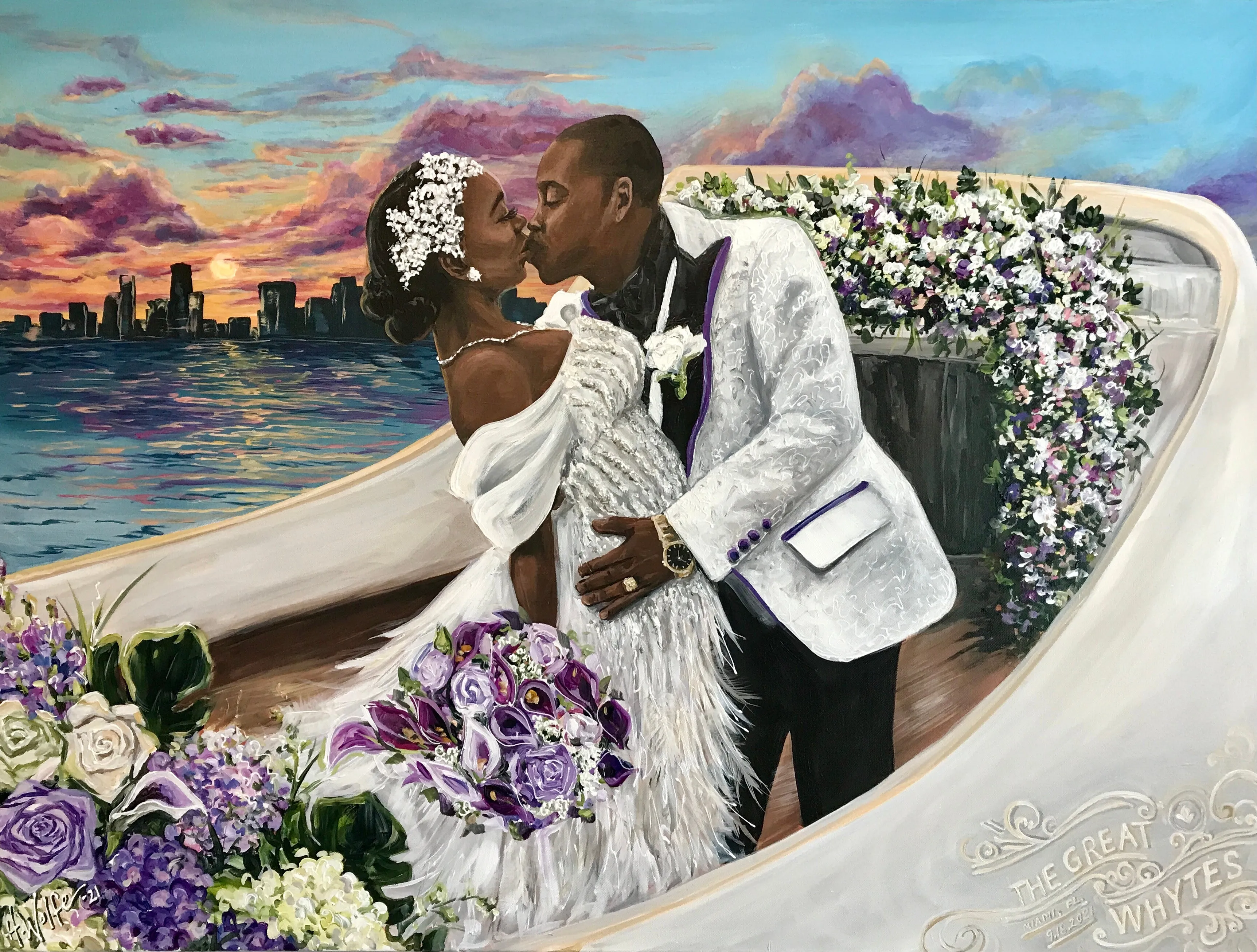 Miami, Florida Mega Yacht Live Wedding Painting