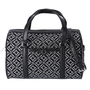 Michael Kors Jet Set Medium Duffle Bag Black Silver Logo Silver Metallic
