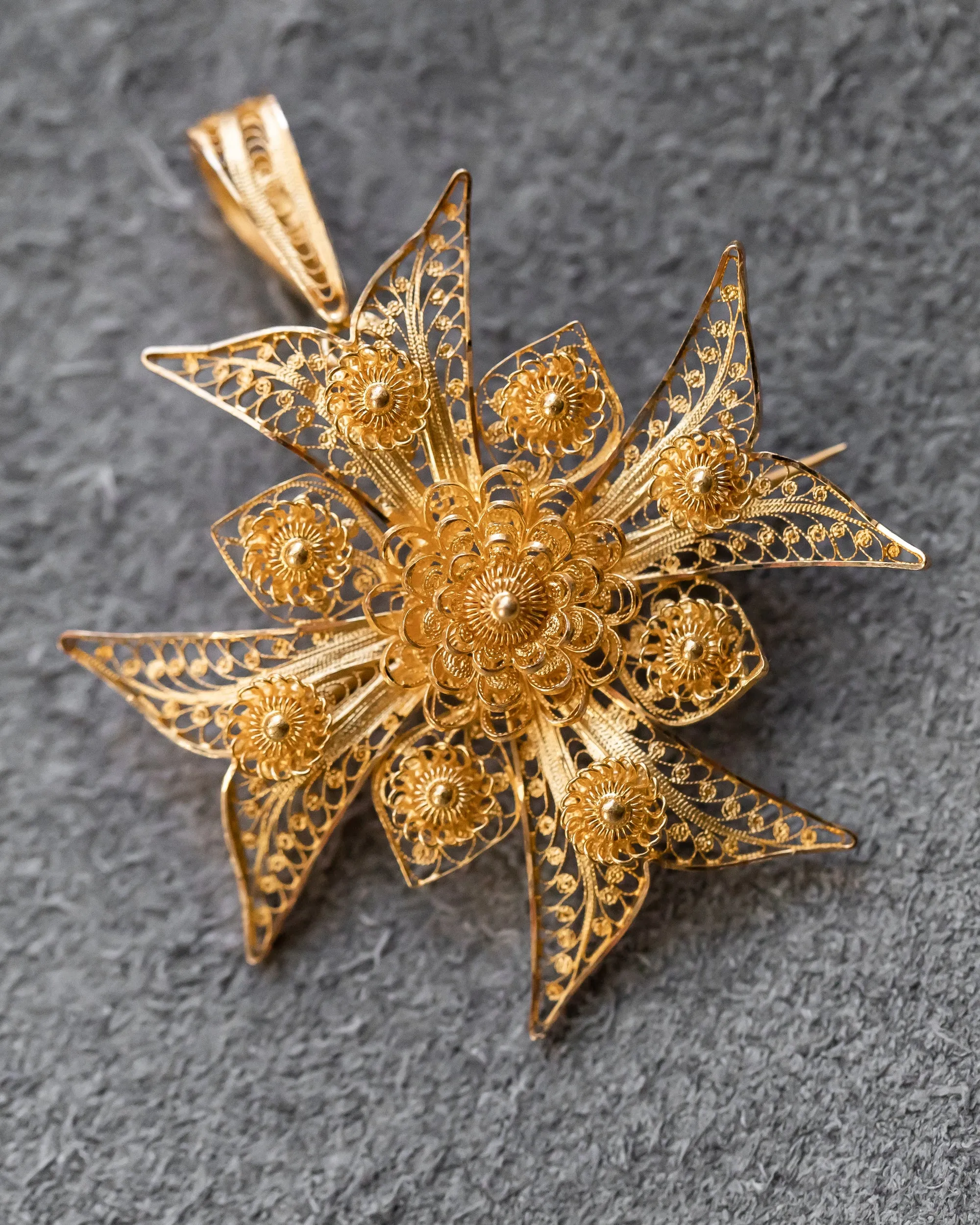 Mid Victorian 18k  Portuguese Cannetille Wirework Maltese Cross Converter Pendant