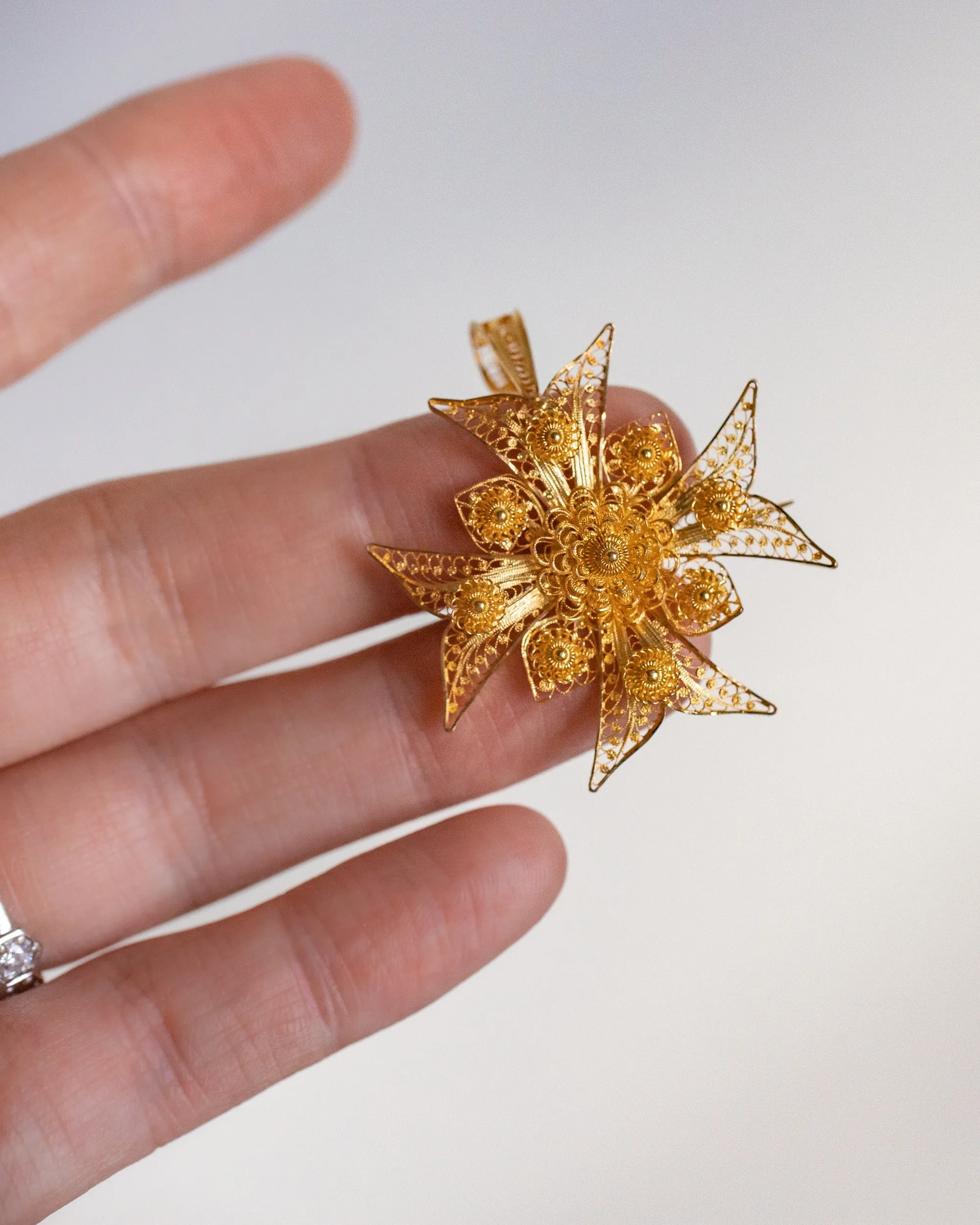 Mid Victorian 18k  Portuguese Cannetille Wirework Maltese Cross Converter Pendant