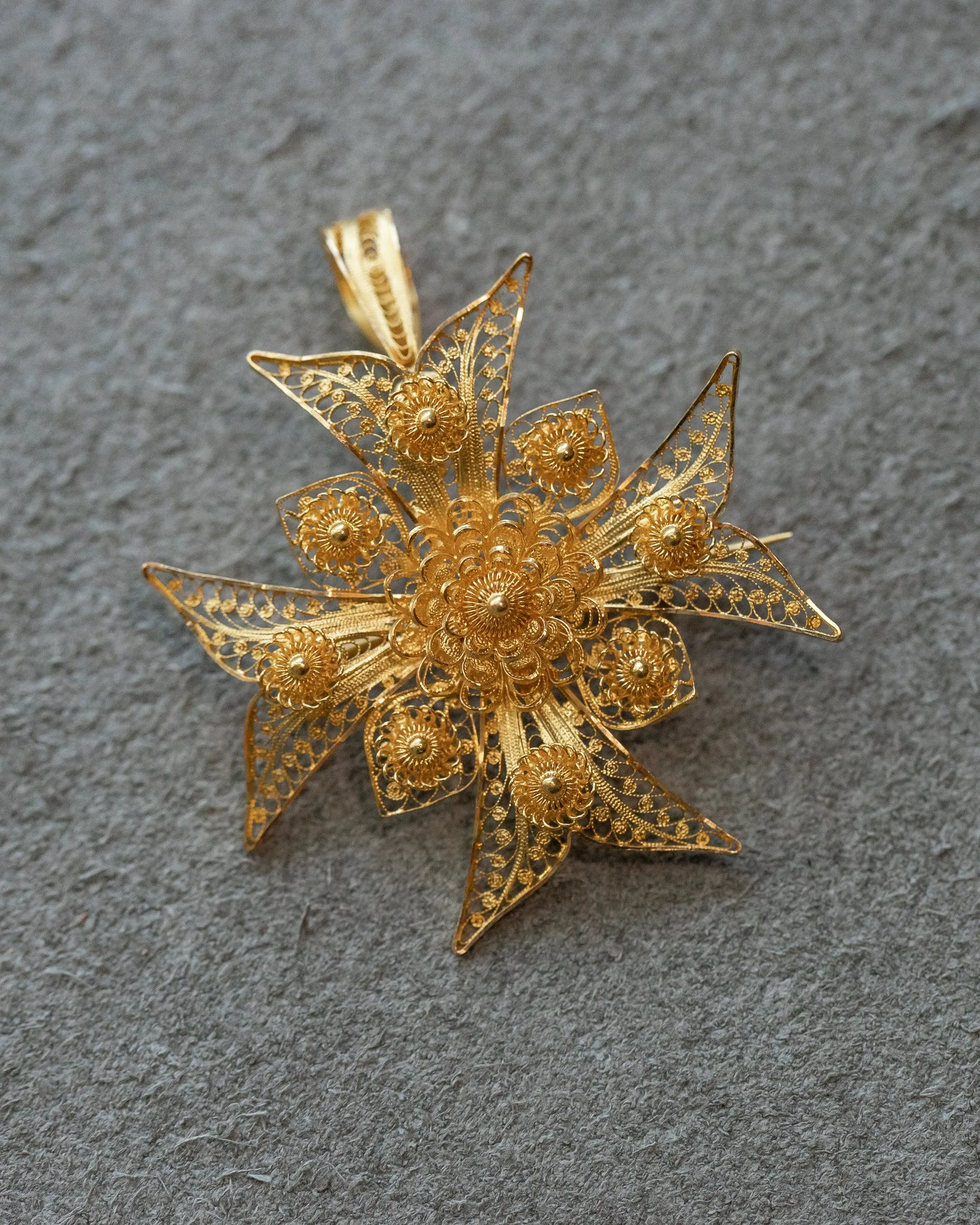 Mid Victorian 18k  Portuguese Cannetille Wirework Maltese Cross Converter Pendant