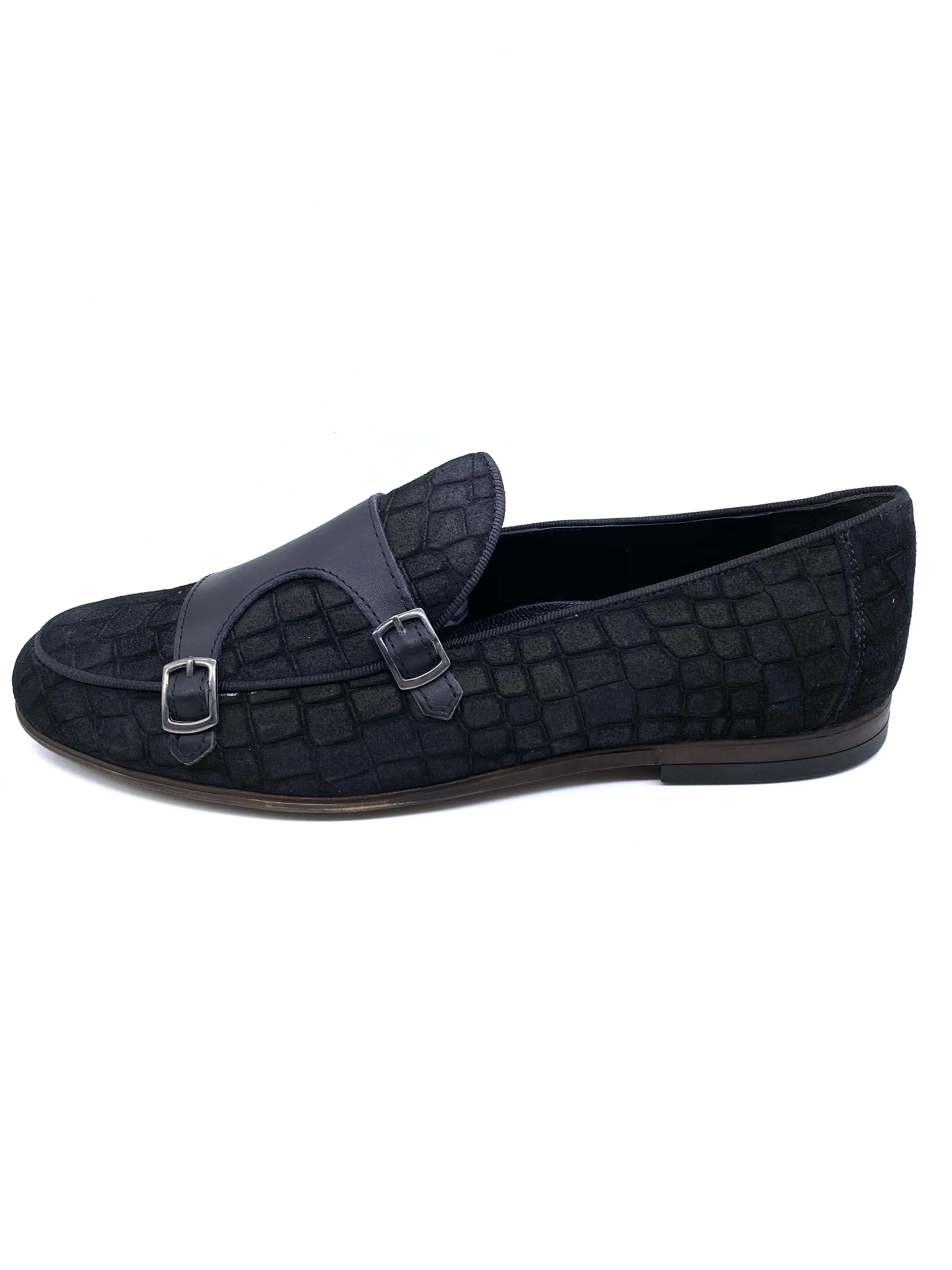 Monk Strap Croc Loafer Shoe - Black