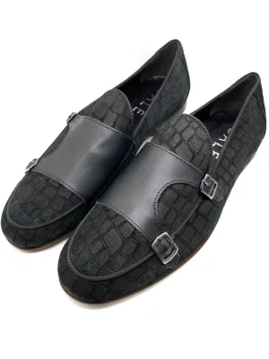 Monk Strap Croc Loafer Shoe - Black