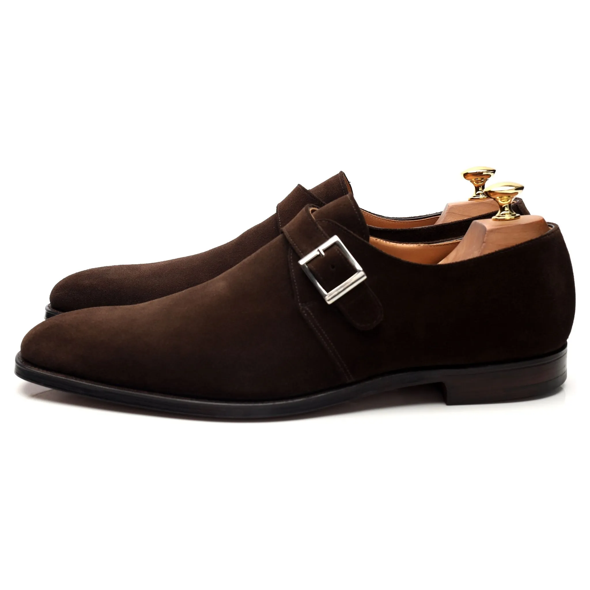 'Monkton' Dark Brown Suede Monk Strap UK 10.5 E