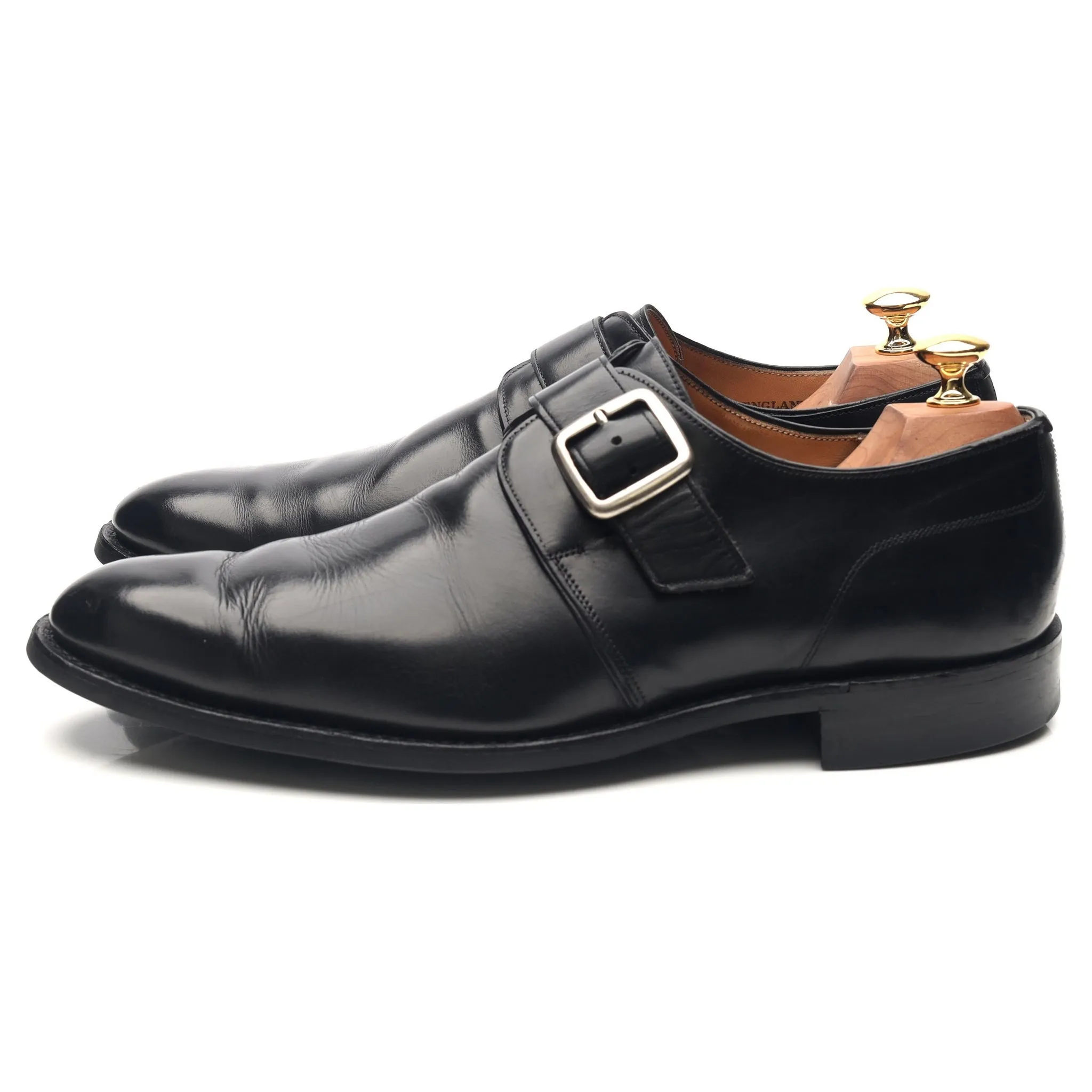 'Moorgate' Black Leather Monk Strap UK 9.5 F
