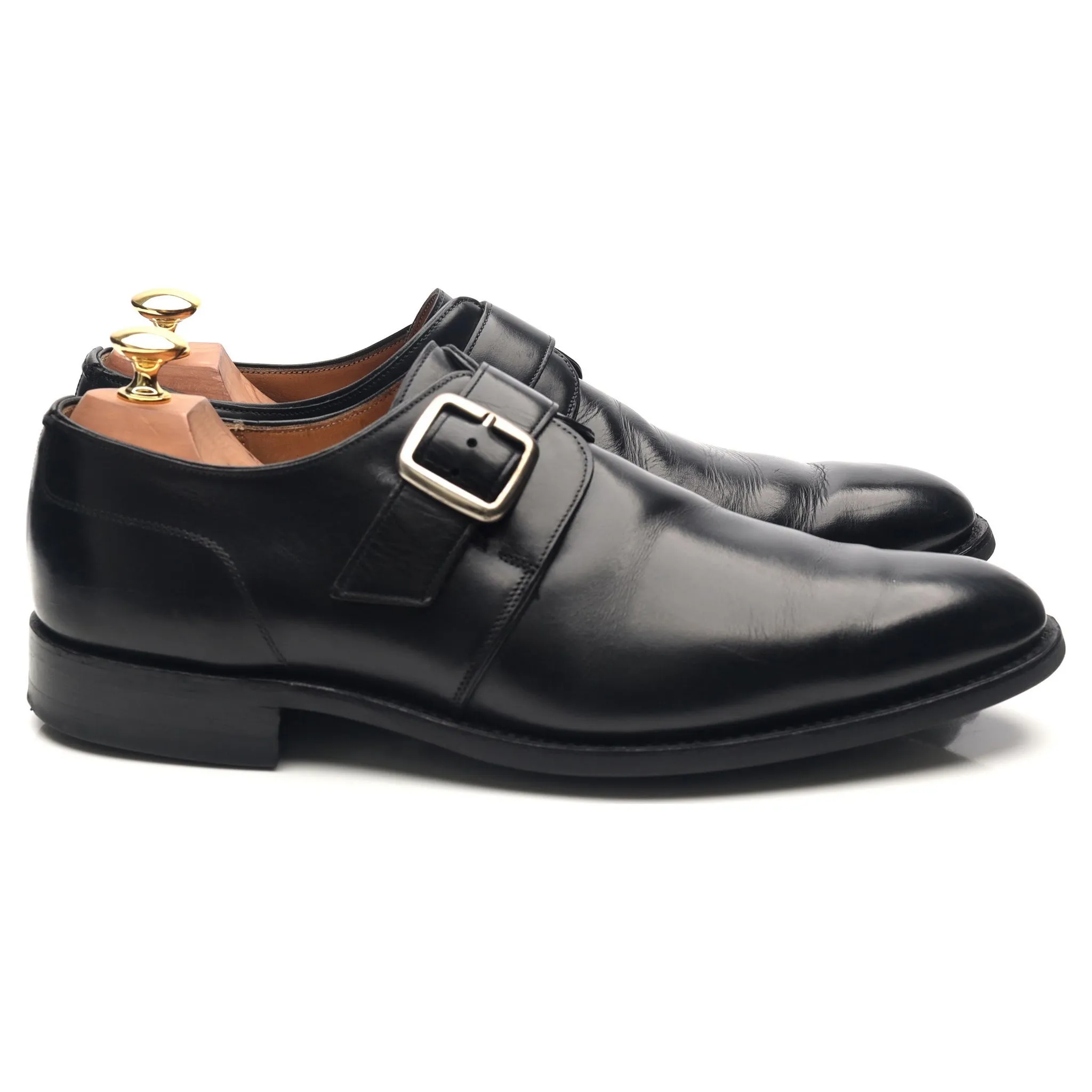 'Moorgate' Black Leather Monk Strap UK 9.5 F