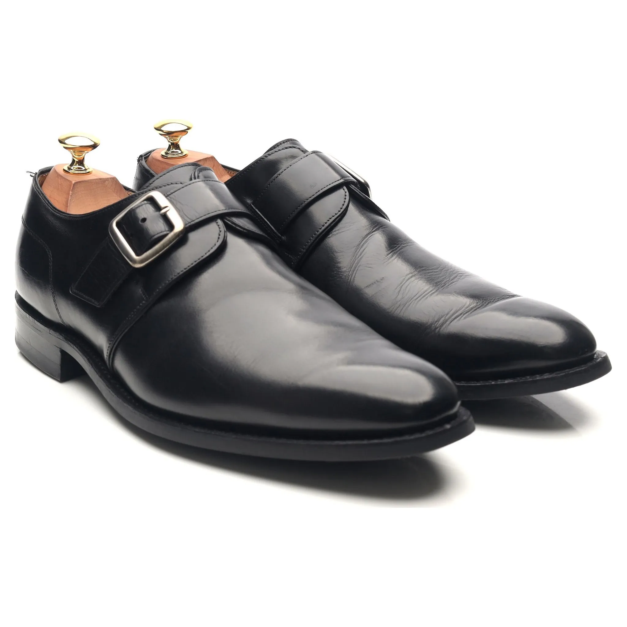 'Moorgate' Black Leather Monk Strap UK 9.5 F