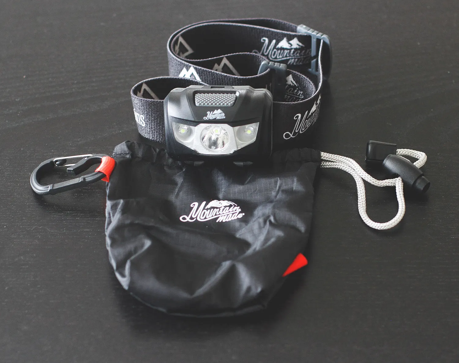 Mountain Made Challenger #1 Best Ultra Bright LED Headlamp. Only 2.4oz with 145 Lumen Output. INCLUDED bonus drawstring pouch.