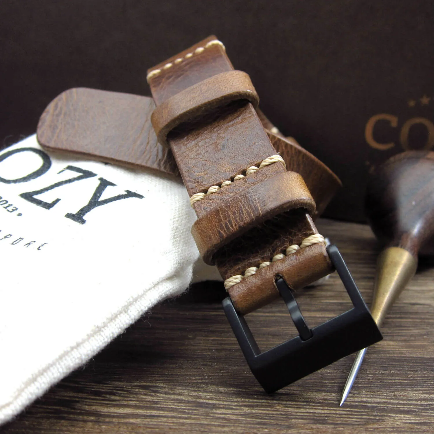 NAT2 Leather Watch Strap, Military 102