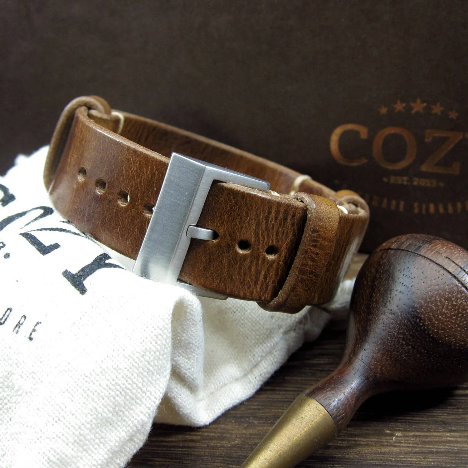 NAT2 Leather Watch Strap, Military 102