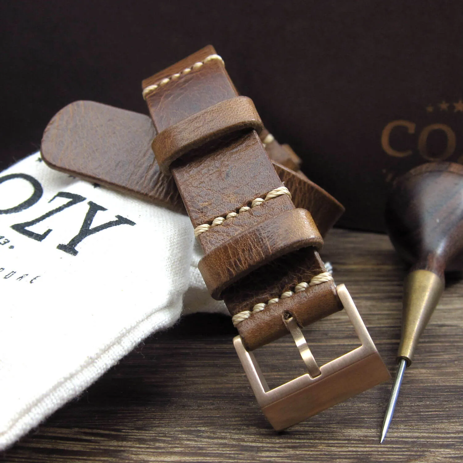 NAT2 Leather Watch Strap, Military 102