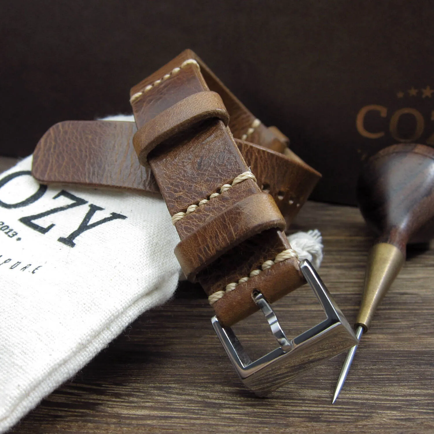 NAT2 Leather Watch Strap, Military 102