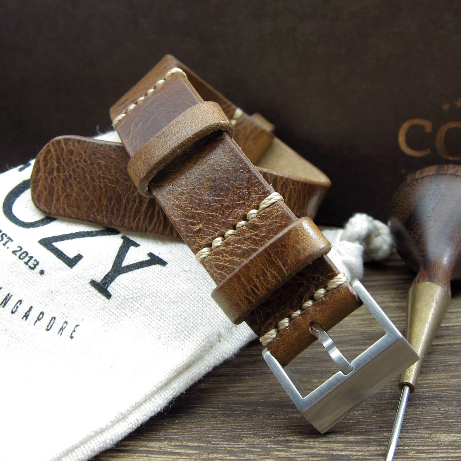 NAT2 Leather Watch Strap, Military 102