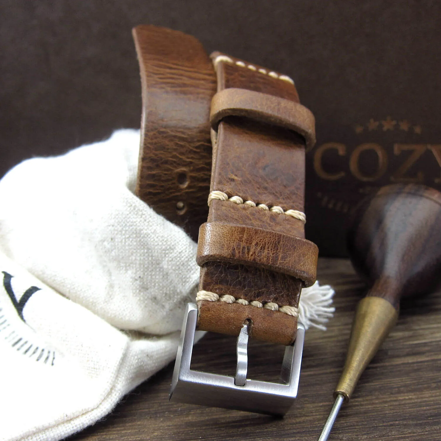 NAT2 Leather Watch Strap, Military 102