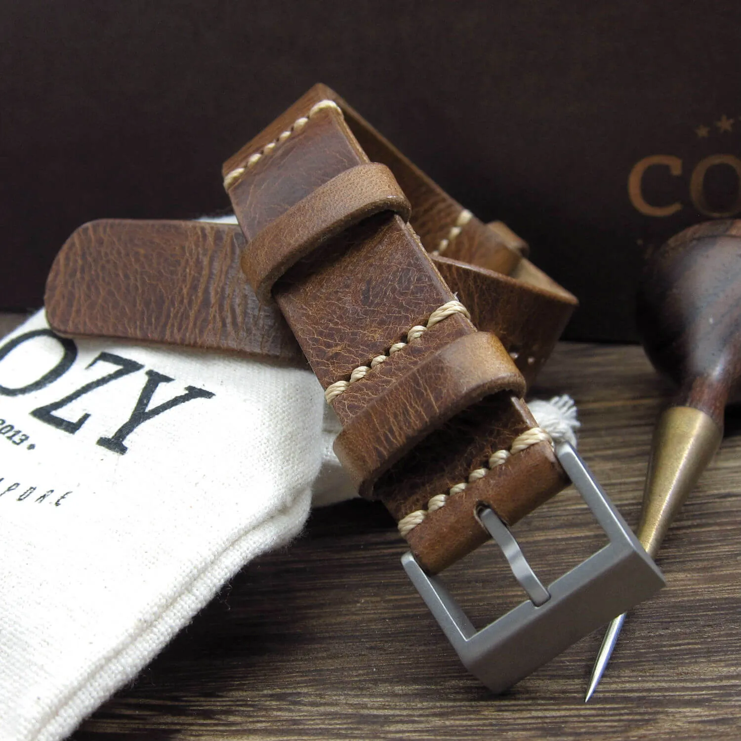 NAT2 Leather Watch Strap, Military 102
