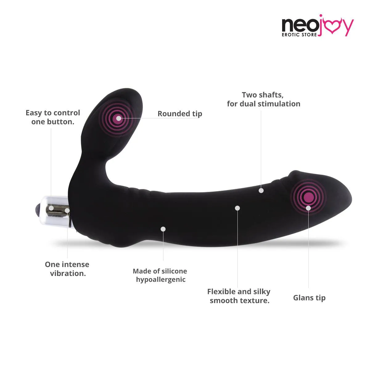 Neojoy Strapless Double Vibrator G-Spot Anal Pelvic - Black