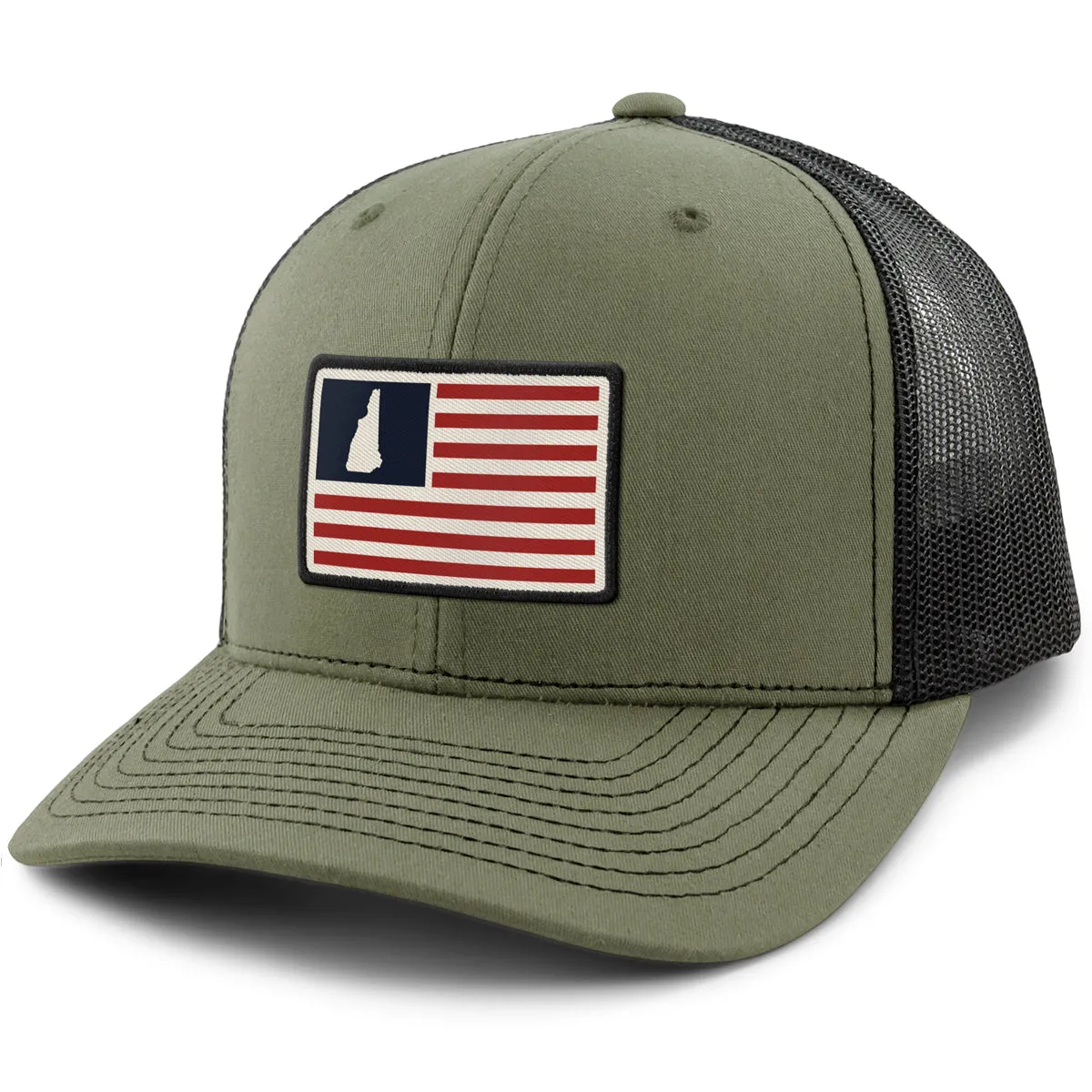 New Hampshire USA Flag Patch Classic Snapback Trucker