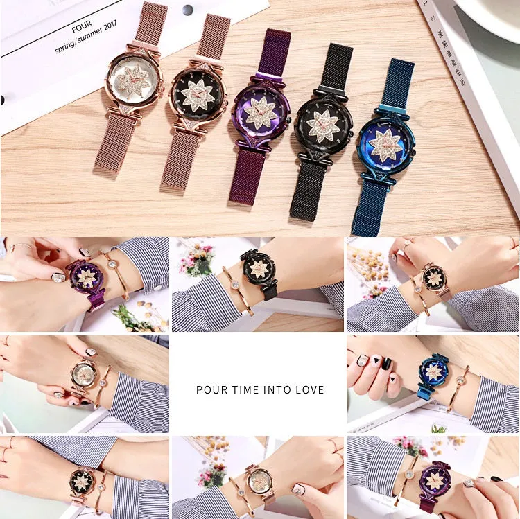 Octagonal Flower Dial Women's Watch